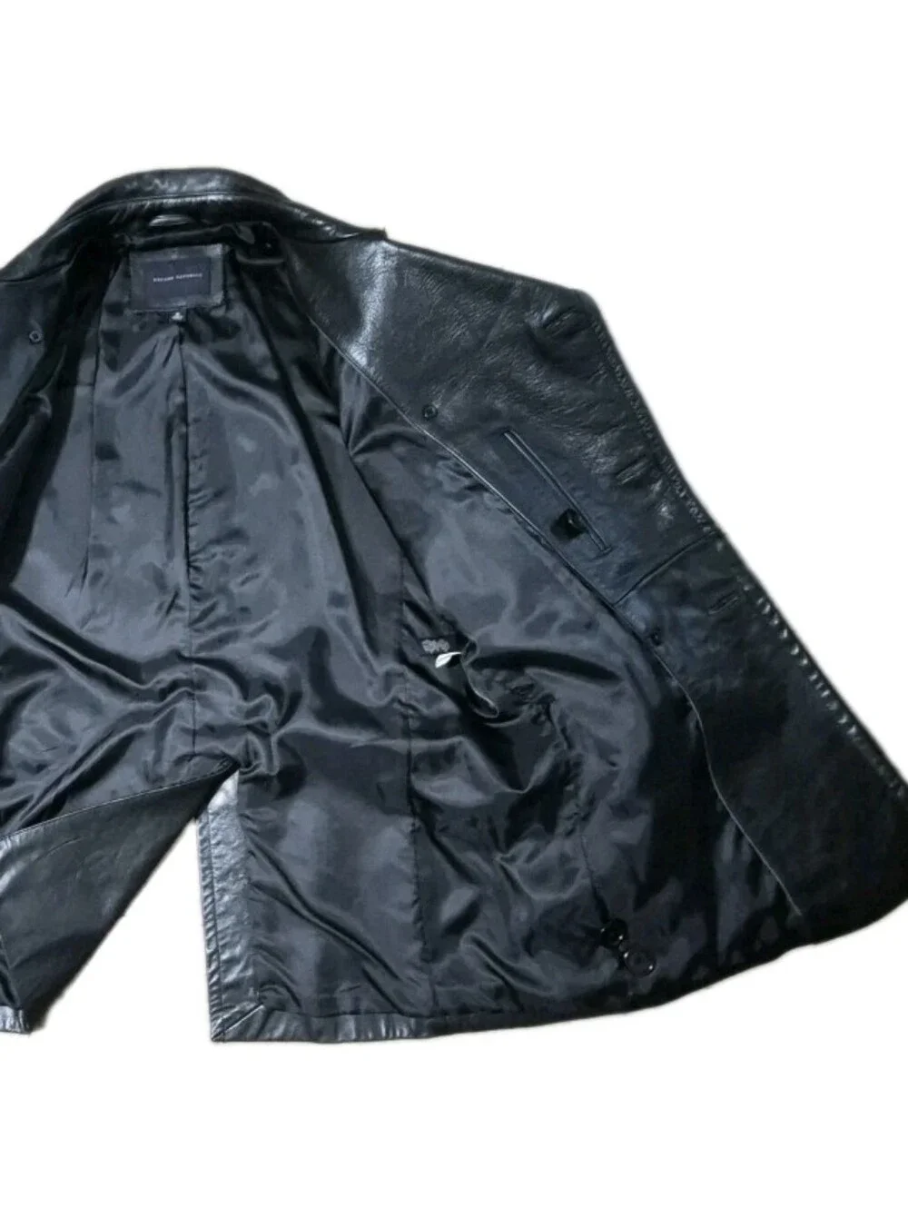 Banana Republic Men's Double-Breasted Leather Pea Coat in Black Size M.
